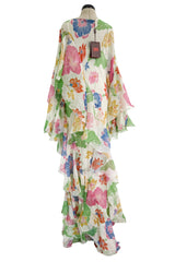 Prettiest Spring 2019 Etro by Veronica Etro Oversized Floral Print Bias Cut Silk Chiffon Spiral Dress