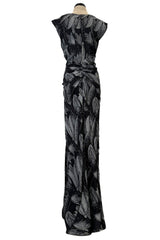 Outstanding Fall 2009 Christian Dior by John Galliano Bias Cut Metallic Silver Floral Print Dress