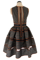 Amazing 2010s Fendi by Karl Lagerfeld Striped Cotton Dress w Transparent Net Panels
