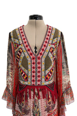 Spring 2020 Etro by Veronica Etro Runway Look 29 Printed Silk Chiffon Dress w Beaded & Embroidered Bodice
