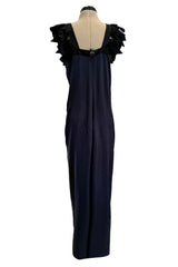 Exceptional Cruise 2009 Chanel by Karl Lagerfeld Blue Silk Deep Front Plunge Dress