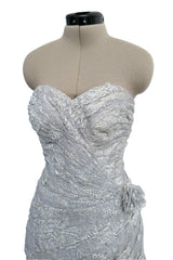 Fall 1989 Emanuel Ungaro Haute Couture Runway Silver Strapless Mini Dress
