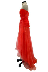 Prettiest Spring 2012 Oscar de la Renta Runway Look 53 Coral Orange Chiffon One Shoulder Dress