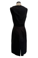 2010s Giambattista Valli Black Dress Stretch Sleeveless Dress w Front Metallic Thread Wool Inset