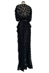Chic Fall 1979 Givenchy by Hubert de Givenchy Runway Black Silk & Velvet with Inner Slip