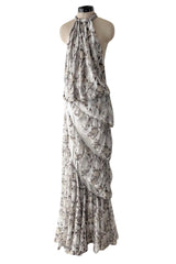 Dreamy Fall 2008 Ungaro by Esteban Cortazar Runway Look 18 Printed Chiffon Backless Halter Dress