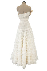 Fantastic Fall 2008 Roberto Cavalli Runway Look 38 Lace Cream Dress w Floral Shoulder Detail