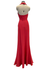 Phenomenal Cruise 2011 Christian Dior by John Galliano Red Silk Chiffon Dress w Pleated Detailing