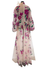 Dreamy Pre-Fall 2020 Valentino by Pierpaolo Piccioli Look 45 Pink Sequin Floral Net Dress