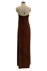 Ultra Rare 1976 Halston Iconic Front Tying Easy to Wear Column Dress in a Bias Cut Chocolate Brown Terry Cloth