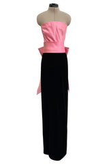 Gorgeous & Chic Fall 1984 Givenchy by Hubery de Givenchy Haute Couture Strapless Pink Silk & Black Velvet Dress
