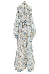 Prettiest Resort 2020 Luisa Beccaria Runway Look 24 Blue & Ivory Silk Chiffon Dress