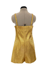 Amazing 1950s Elizabeth Arden Old Hollywood Metallic Gold Playsuit Jumpsuit