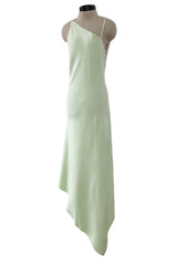 Rare Spring 1978 Philippe Venet the Haute Couture Runwau Sample Pale Mint Silk One Shoulder Dress