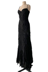 c 1995 Gianni Versace Atelier Haute Couture Black Hand-Beaded Dress w Top Stitched Bust