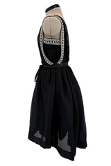 Incredible 1970s Givenchy Demi-Couture One Shoulder Silk Gazaar Dress w Rhinestones Edging