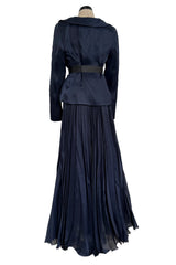 Spring 2000 Chanel by Karl Lagerfeld Haute Couture Runway Blue Organza Silk Dress & Jacket