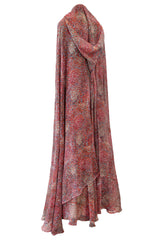 Rare c.1958 Madame Gres Haute Couture Silk Chiffon Dress & Hooded Cape Set