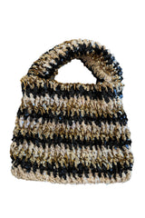 Hand Made to Order 1930s John-Fredericks Metallic Gold & Black Woven Evening Bag w Sequin Detailing