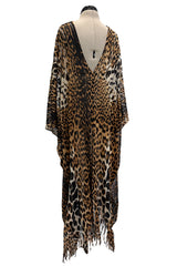 Spring 2002 Yves Saint Laurent by Tom Ford Runway Look 39 Leopard Fringe Silk Knit Caftan