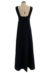 Minimalist c. 1964 James Galanos Superb Detailed Square Neckline Long Sheath Dress