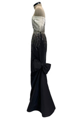 Exceptional Spring 1997 Nina Ricci by Gerard Pipart Haute Couture Runway Black & White Strapless w Beaded Details