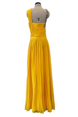Spring 2009 John Galliano Deep Yellow Silk Chiffon Dress w Rhinestone Detailing