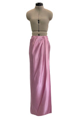Prettiest Early 1990s Emanuel Ungaro Haute Couture Rose-Pink Silk Wrap Skirt & Tank Top Set Dress