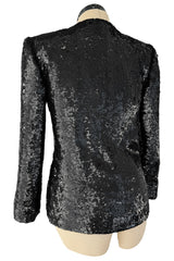 Fall 1980 John Anthony Couture Black Hand Sequin & Beaded Jacket w Incredible Rhinestone Closures