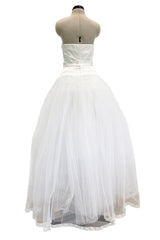 1993 Dolce & Gabbana Three Piece White Silk & Tulle Wedding Dress Overskirt & Veil Full Set