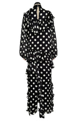 Prettiest Resort 2017 Gucci by Alessandro Michele Black & White Polka Dot Silk Chiffon Dress