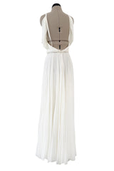 Spring 2012 Ralph Lauren Purple Label Runway Look 53 Backless Ivory Jersey Dress w Pearl Belt
