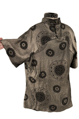 Decadent 1920s Unlabeled Real Metal Thread Metallic Lame & Black Pattern Easy Fit Top