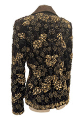 Exceptional 2004 John Anthony Couture Brown Velvet Heavily Hand Embroidered & Beaded Jacket