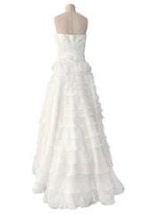 Dreamiest Spring 2008 Valentino Ivory Silk Organza Strapless Wedding Dress w Beaded Lace & Ruffle Skirt