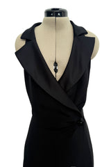 Iconic Spring 1998 Yves Saint Laurent Runway Wrap Tuxedo Dress w High Wrap Over Slit
