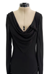 Fabulous Fall 2005 John Galliano Feather Light Bias Cut Black Silk Chiffon Dress w Seaming Detailing