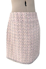 Spring 2014 Chanel by Karl Lagerfeld Runway Look 7 Pink Tweed & Silver Detailed Skirt