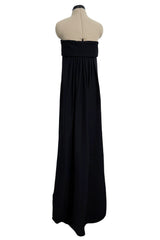 Spring 2013 Saint Laurent by Hedi Slimane Strapless Black Silk Dress w Scooped Front Hem