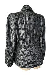 Impeccable Fall 1984 John Anthony Couture Silver & Black Chevron Hand Beaded & Sequin Jacket
