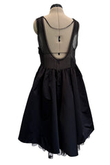 c. 2006 Prada by Miuccia Prada Black Silk & Silk Chiffon Low Scooped Back Sleeveless Puff Dress