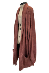 Late 1980s Early 1990s Azzedine Alaia Oversized Knit Cardigan Sweater w Pockets & X-long Sleeves