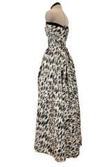 Incredible 1953 Jacques Fath Haute Couture Leopard Printed Silk Strapless Dress w Full Skirt