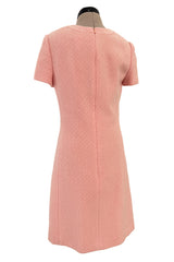 Chic Little Fall 2001 Chanel by Karl Lagerfeld Runway Pastel Pink Dress w Fully Sequin Front
