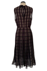 Prettiest Spring 2004 Prada Runway Look 31 Feather Light Grey & Green Silk Chiffon Plaid Dress