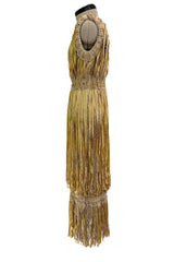 Outstanding Cruise 2011 Chanel by Karl Lagerfeld Runway Look 36 Gold Ribbon & Metallic Gold Cord Knit Dress