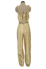 Amazing 2021 Fendi by Kim Jones Holiday Collection & Ad Campaign Metallic Gold Lurex Jumpsuit