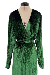 Beautiful Fall 2012 Gucci by Frida Giannini Runway Look 35 Deep Green Velvet Dress w Leopard Pattern