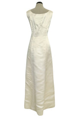Incredible 1960s Philippe Venet Hand Made Haute Couture Ivory Silk Wrape Over Inner Structural Dress
