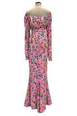 c.Spring 1986 Yves Saint Laurent Haute Couture Floral Silk with Belt